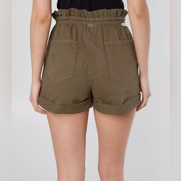 Billabong Sun Dialed Paperbag Shorts Womens Large Sage High Waist 2” Inseam - Picture 3 of 12